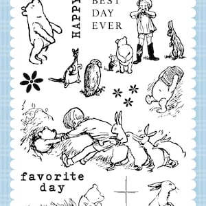 Echo Park Winnie the Pooh Collection Stamp, Favorite Day with Pooh Stamp Set, Pooh Clear Photopolymer Stamp, Cardmaking, Paper Crafting