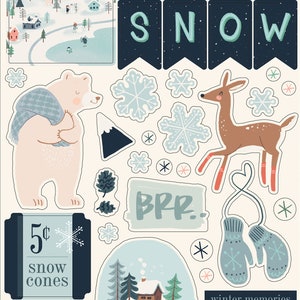 Carta Bella SNOW Much Fun Collection Adhesive Chipboard Accents, Winter/Snow Theme Scrapbook and Papercraft