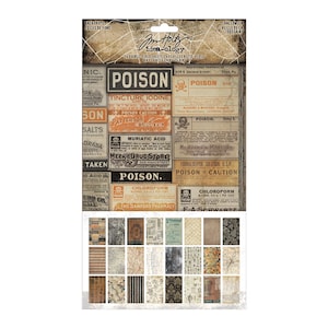 Tim Holtz idea-ology Backdrops Halloween 2025, 6" X 10" Double-sided Papers, 24 Sheets, Halloween Crafts/Mixed Media/Journaling/Collage