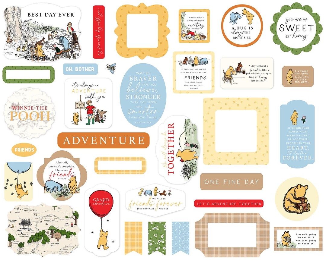 Echo Park Paper Co. Winnie the Pooh Collection Ephemera, 34 Die Cut ...