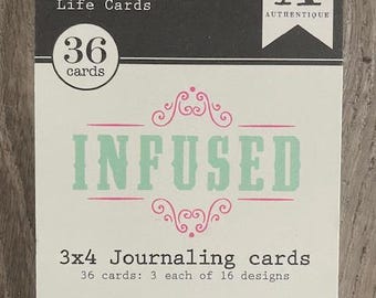AUTHENTIQUE Infused Collection, 3X4 Journaling Cards, 36 Cards, Sweets/Tea Theme Papercraft