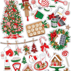 Carta Bella CHRISTMAS CHEER Collection Puffy Stickers, Christmas Stickers, Retro/Vintage Christmas Scrap and Papercraft, Puffy Stickers