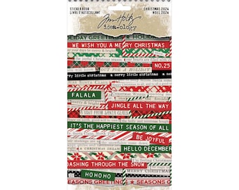 Tim Holtz idea-ology Sticker Book, Christmas 2024, 8 Pages, Vintage Inspired Stickers, Tim Holtz Christmas Sticker Book, Christmas 2024