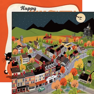 4 Assorted Sheets! Carta Bella happy HALLOWEEN Collection, 12X12 Double-sided Halloween Scrapbook, Halloween Papercraft