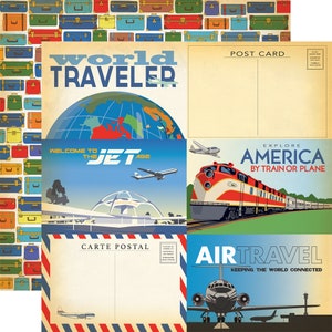10 Assorted Sheets! Carta Bella Paper Co. PASSPORT Collection, 12X12 Double-sided Retro/Vintage World Travel Theme Scrapbook and Papercraft