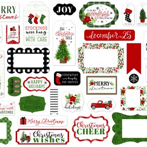 Carta Bella HOME for CHRISTMAS Collection Frames & Tags, 33 Pieces, Christmas Die Cuts, Christmas Scrap and Papercraft