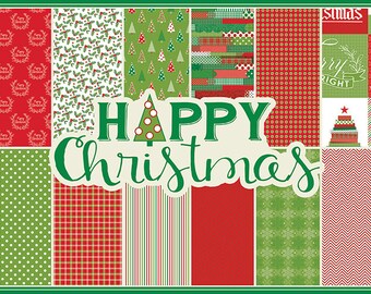 ¡5 hojas! Papel auténtico, colección Feliz Navidad, papel de doble cara de 30 x 30 cm, Feliz Navidad cinco, manualidades navideñas