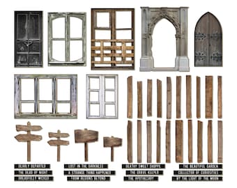 Tim Holtz idea-ology Baseboards, Halloween 2024, 43 Pieces, Vintage Inspired Halloween Mixed Media/Assemblage