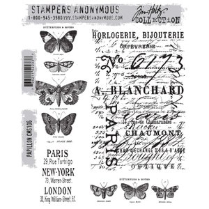 Butterfly Melange, Tim Holtz Stamps, Scrapbook Stamps, Cling Stamps,  Butterfly Stamps, Crown Stamp, Encouragement Stamps, THJ002, Ink Nibs 
