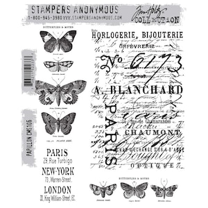 Butterfly Melange, Tim Holtz Stamps, Scrapbook Stamps, Cling Stamps,  Butterfly Stamps, Crown Stamp, Encouragement Stamps, THJ002, Ink Nibs 