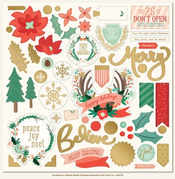 My Mind's Eye Christmas on Market Street Chipboard Elements, 12X12