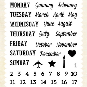 Echo Park &quot;Through the Year&quot; Calendar Stamp, Designer Stamps, Journal Stamps, Planner Stamps, Calendar Stamps