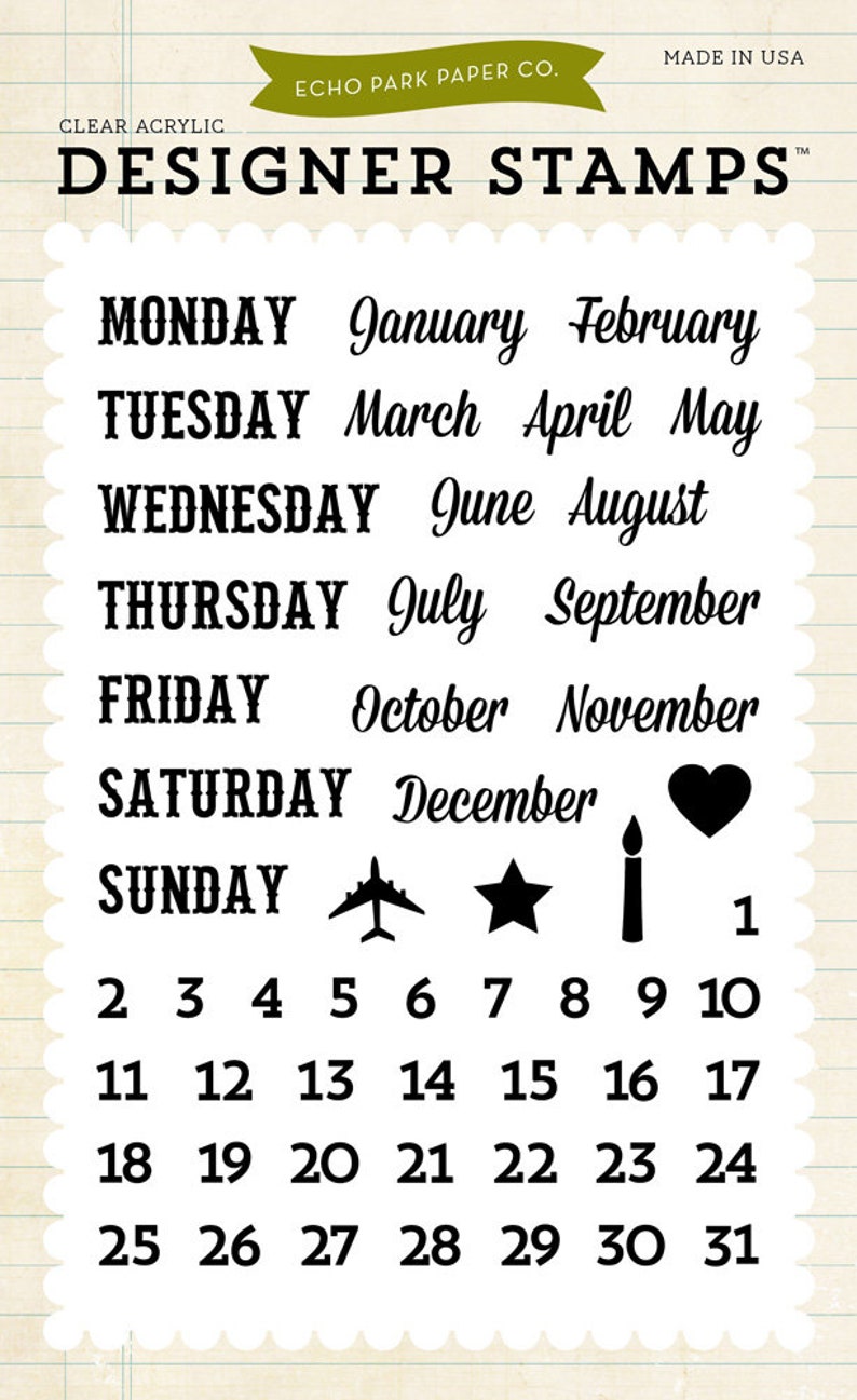 Echo Park through the Year Calendar Stamp Etsy