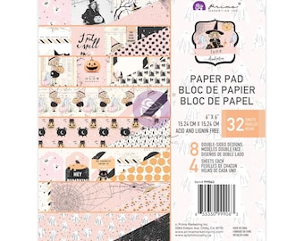 Prima Marketing Inc. Luna Collection by Frank Garcia 6" X 6" Paper Pad, 32 sheets, Vintage/Retro Halloween Scrapbook and Papercraft