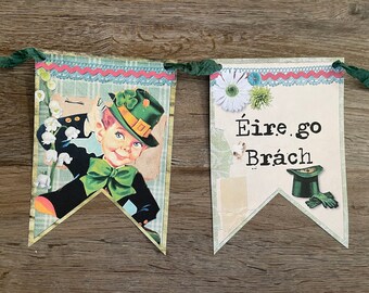 St. Patrick's Day Paper Banner, St. Paddy's Paper Bunting, 6-Foot Rustic St. Patrick's Day Garland, Vintage Style St. Paddy's Banner