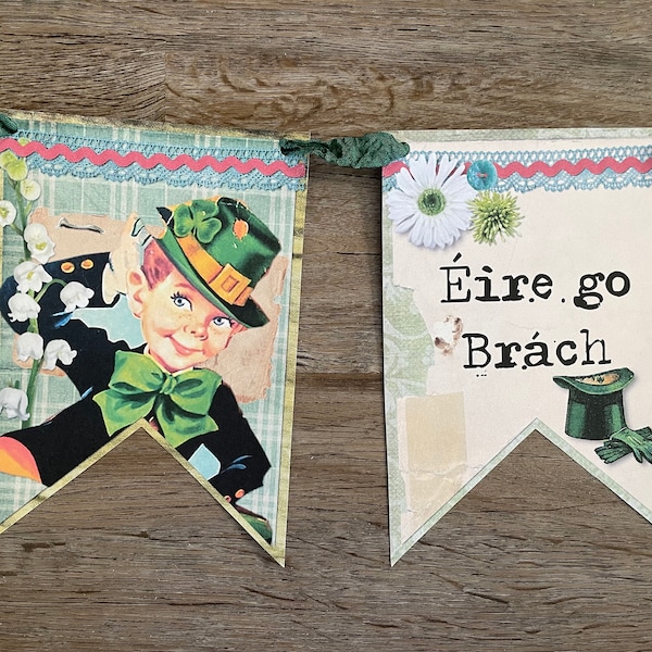 St. Patrick's Day Paper Banner, St. Paddy's Paper Bunting, 6-Foot Rustic St. Patrick's Day Garland, Vintage Style St. Paddy's Banner