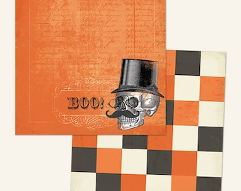 4 Assorted Sheets! My Mind's Eye Something Wicked 12X12 Designer Paper, Halloween Theme Scrapbook, Halloween Paper Craft