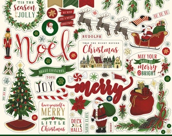 Echo Park Paper Co. &#39;Twas the Night Before Christmas Volume 1 Element Stickers, 12X12 Sticker Sheet, Christmas Stickers, Christmas Scrap