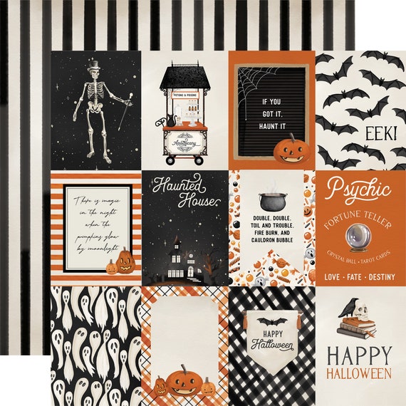 Carta Bella Collection Happy Halloween Paper 12x 12 Journaling Cards 4x 6