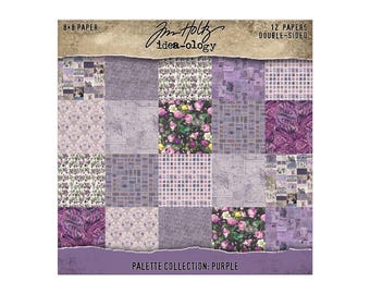 Tim Holtz® Idea-ology® Palette Collection: Purple, 8" x 8" Paper, 12 Double-Sided Papers, Tim Holtz Scrapbooking/Junk Journals/Mixed Media