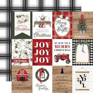 5 Assorted Sheets! Carta Bella Paper Co. FARMHOUSE Christmas Collection, 12X12 Double-sided Sheets, Farmhouse Christmas Scrap and Papercraft