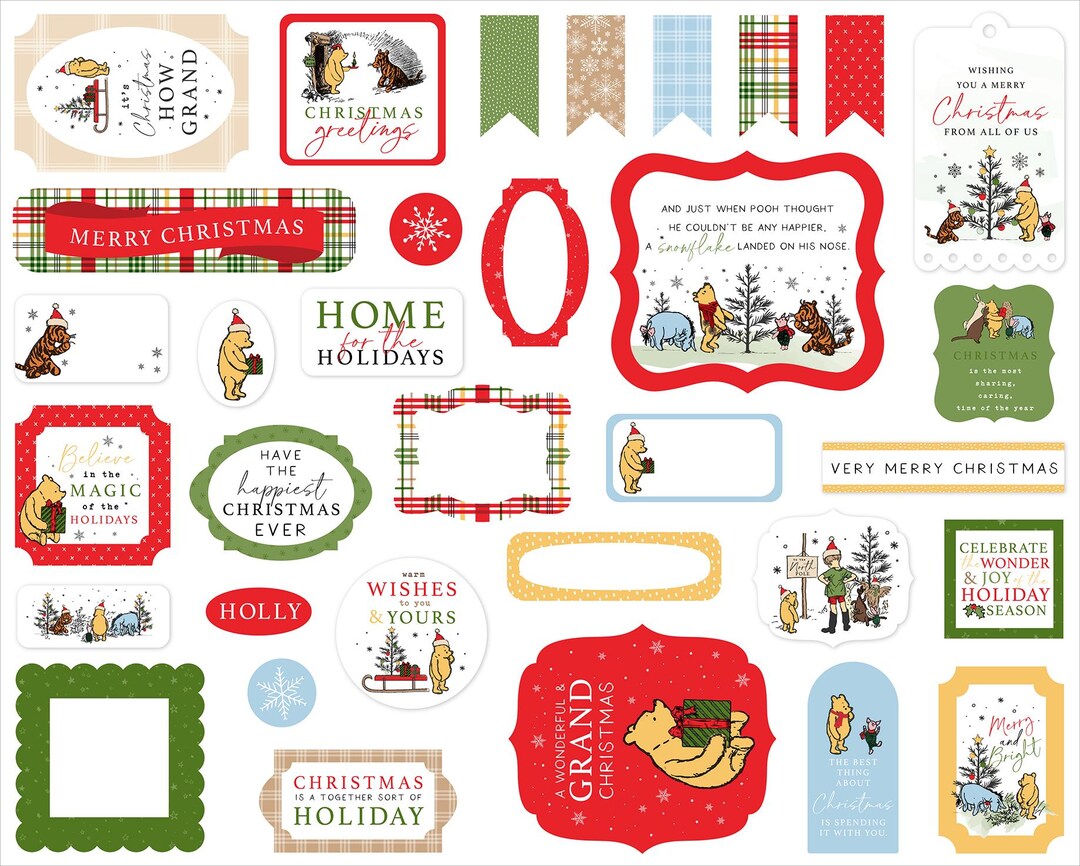 Echo Park Paper Co. Winnie the POOH Christmas Collection Ephemera, 33 ...