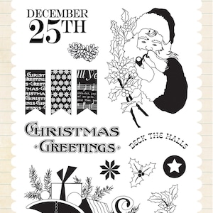 Carta Bella Designer Stamps, Christmas Wonderland Collection, "Deck the Halls" Stamp Set, Christmas Stamps, Christmas Papercrafts