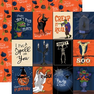 6 Assorted Sheets! Carta Bella Hocus Pocus Collection, 12X12 Double-sided Halloween Scrapbook/Papercraft, Retro Halloween Paper