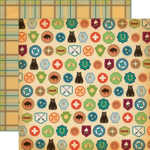 6 Assorted Sheets! Carta Bella The Great OUTDOORS Collection, 12X12 Double-sided Retro Camping/Fishing/Outdoors Theme Scrap and Papercraft