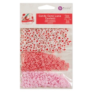 Prima Marketing Inc. Candy Cane Lane Collection Confetti, Frank Garcia Shaker Bits, 3 Bags, Vintage/Retro Christmas Crafts