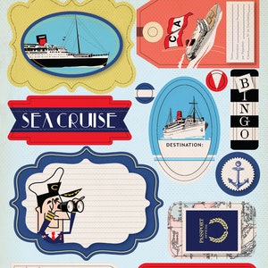 Carta Bella Let's CRUISE Collection Layered Stickers, Nautical/Cruise Theme Scrapbooks, Cards and Papercrafts