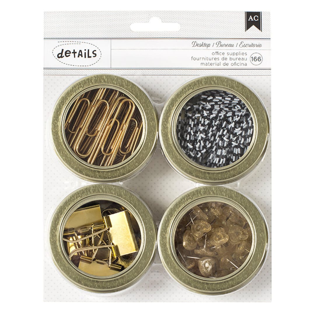 tilgive katastrofale Ballade American Crafts Office Supply Set 4 Round Magnetic Tins Gold - Etsy