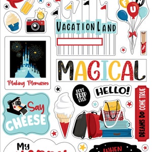 Carta Bella BELIEVE in Magic Collection Chipboard Phrases, Magic Kingdom/Disney Theme Scrapbook/Papercraft, Disney Die Cut Embellishments