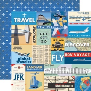 6 Assorted Sheets! Carta Bella Paper Co. PASSPORT Collection, 12X12 Double-sided Retro/Vintage World Travel Theme Scrapbook and Papercraft