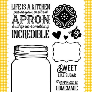 Echo Park Paper Co. Designer Stamps, Happiness is Homemade Collection, "Sweet Like Sugar" Stamp Set, Farm/Kitchen Scrap and Papercrafts