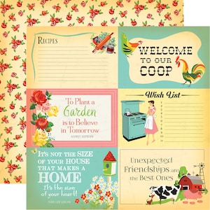 10 Assorted Sheets! Carta Bella Country Kitchen Collection, 12X12 Double-sided Vintage/Retro Kitchen Theme Scrapbook and Papercraft