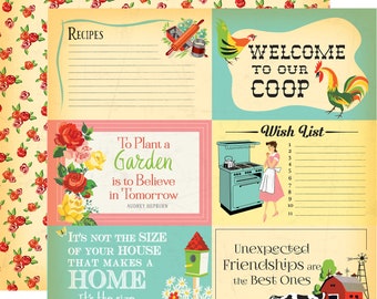 8 Assorted Sheets! Carta Bella Country Kitchen Collection, 12X12 Double-sided Vintage/Retro Kitchen Theme Scrapbook and Papercraft
