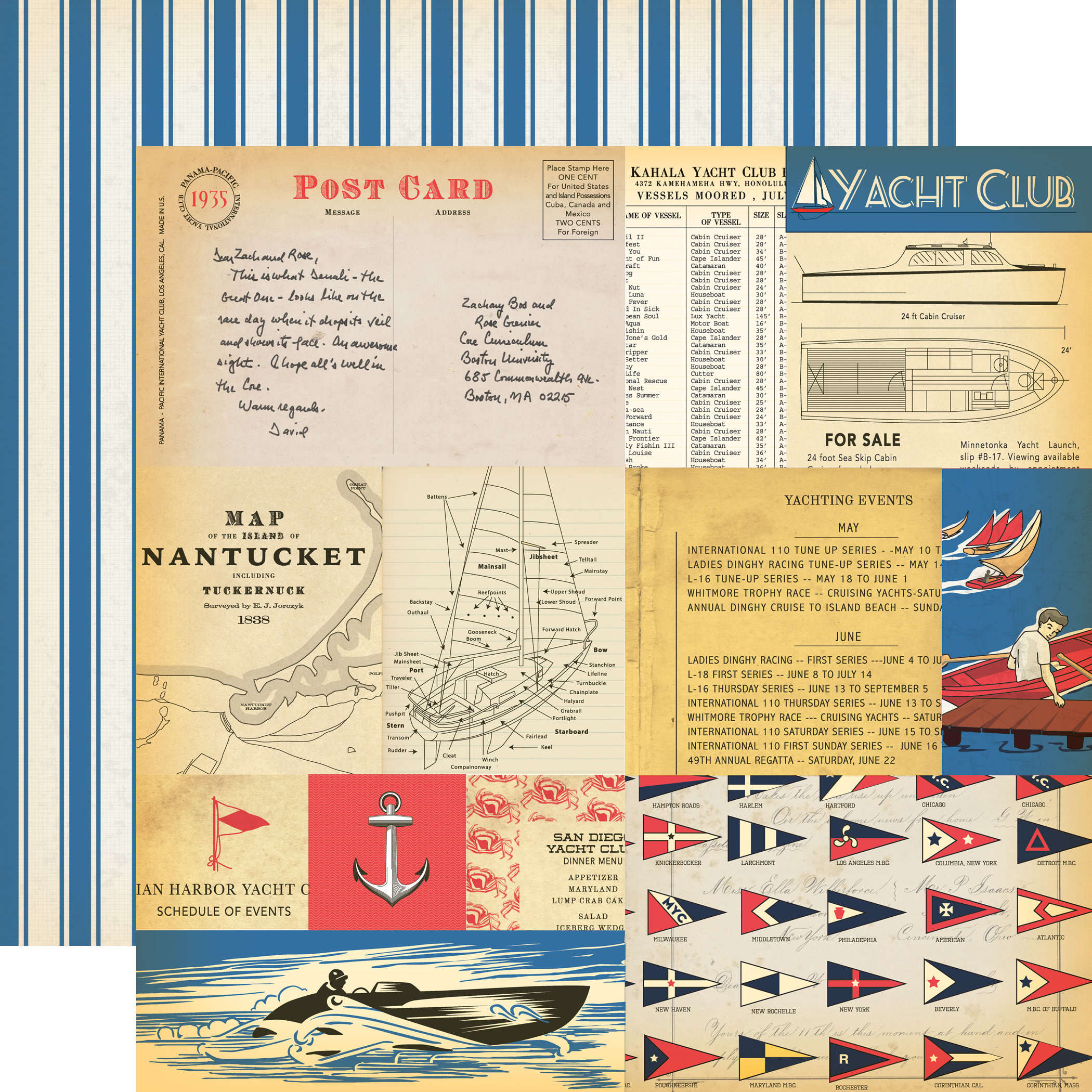 Carta Bella Paper Company Yacht Club Collection 12x12 Scrapbook Paper –  Everything Mixed Media