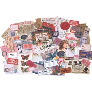 Tim Holtz idea-ology Ephemera Pack, &quot;Keepsakes&quot;, 95 Pieces, Vintage Inspired Assemblage, Collage and Papercrafts