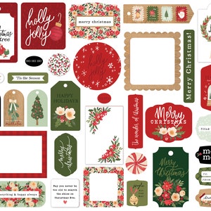 Carta Bella LETTERS TO Santa Collection Frames & Tags, 33 Pieces, Christmas Die Cuts, Christmas Scrap and Papercraft, Christmas Paper Tags