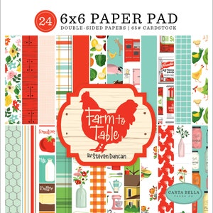 Carta Bella Farm to Table Collection 6 X 6 Paper Pad,  24 double-sided sheets, Farmhouse Theme Scrap and Papercraft