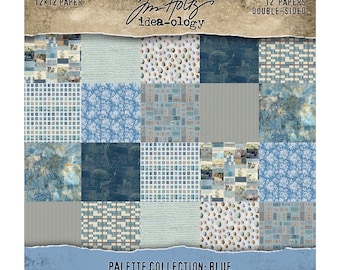 Tim Holtz® Idea-ology® Palette Collection: Blue, 12" x 12" Paper, 12 Double-Sided Papers, Tim Holtz Scrapbooking/Junk Journal/Mixed Media