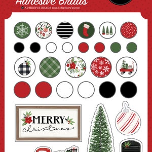 Carta Bella Christmas MARKET Collection Decorative Brads, Farmhouse Christmas/Holiday Scrapbooks, Cards and Papercrafts