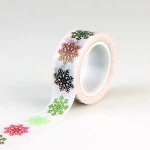 Echo Park Deck the Halls Collection Multi Snowflakes Decorative Tape, Snowflake Tape, Christmas/Winter Scrapbook and Papercraft