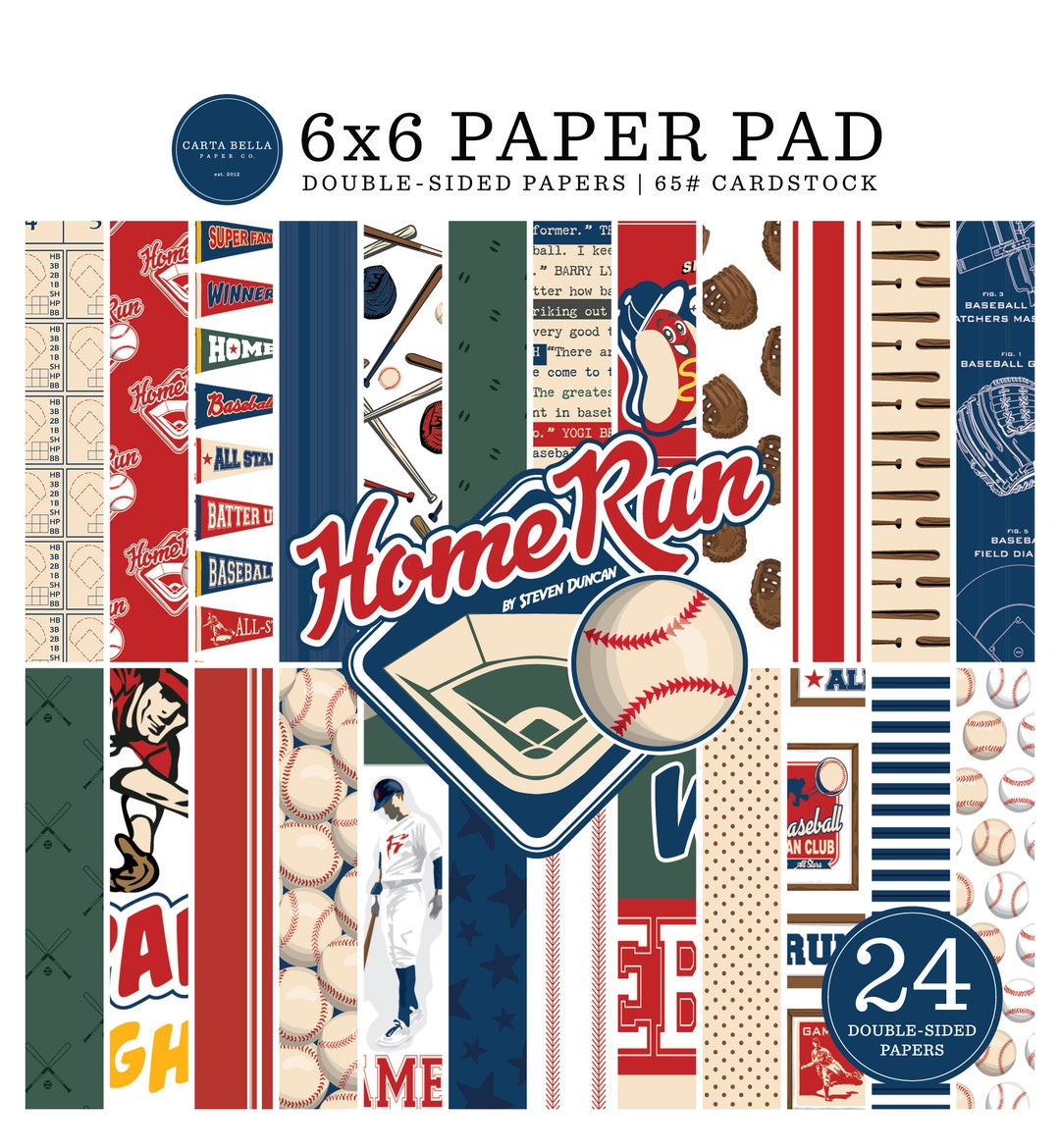 Carta Bella Home Run Collection 6 X 6 Paper Pad, 24 Double-sided Sheets ...