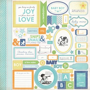 Carta Bella baby mine BOY Collection 12X12 Sticker Sheet, Baby Boy Theme Scrapbooks, Cards and Papercrafts