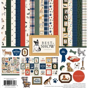 Carta Bella Best in SHOW Collection Kit, Twelve 12X12 Double-sided Sheets and 12X12 Sticker Sheet, Retro Dog Lover Scrapbook and Papercraft