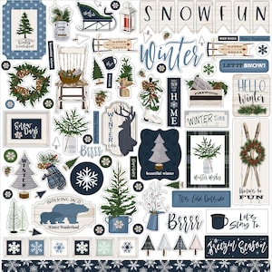 Carta Bella WELCOME Winter Collection 12X12 Sticker Sheet, Winter/Snow Scrap and Papercraft, Winter Sticker Sheet