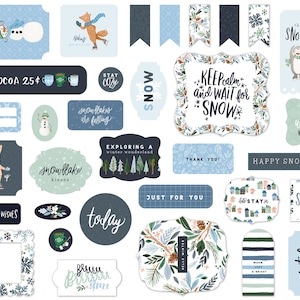 Carta Bella Winter MARKET Collection Ephemera, 33 Pieces, Winter Market Die Cuts, Snow/Winter Scrapbook and Papercraft