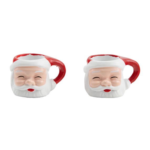 Tim Holtz idea-ology Miniature Santa Mugs, Vintage Inspired Santa Mugs, 2 Pieces, Christmas Crafts/Assemblage/Mixed Media, Christmas 2024